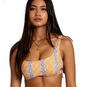 RVCA NWT w micro magic reversible cutout bra bikini -floral/mushroom -small